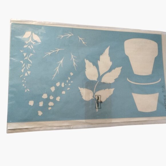 Sandy Aubuchon Stencil Flower Pot Leaves Easy Art Production Free Form ST05 - Picture 1 of 10